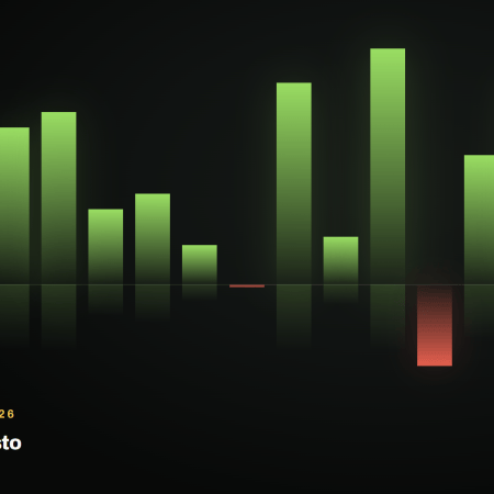 : Grafico a barre dei rendimenti annuali dell'indice S&P 500 dal 2010 al 2026, con due anni negativi su diciassette.